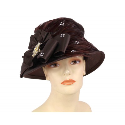 's Satin Dress Church Hats  Brown  H806  eb-37705667